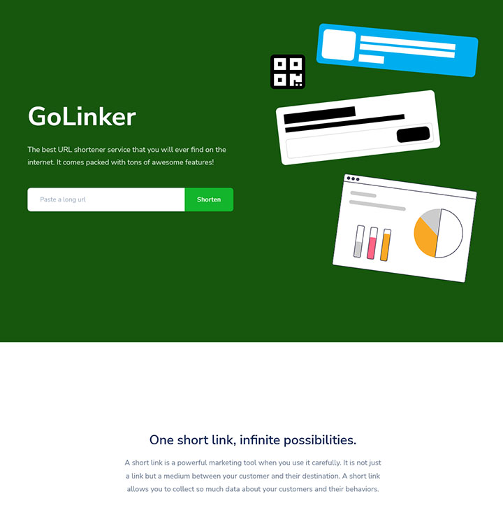 Shot link and QR marketing services screenshot